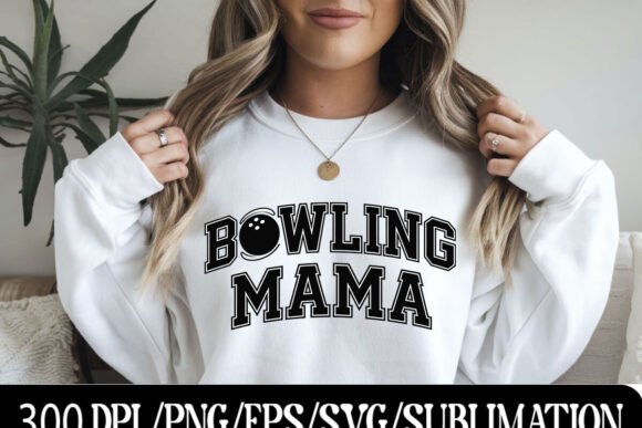Bowling Mama Typography Design: Bold Varsity Style for Sports Moms