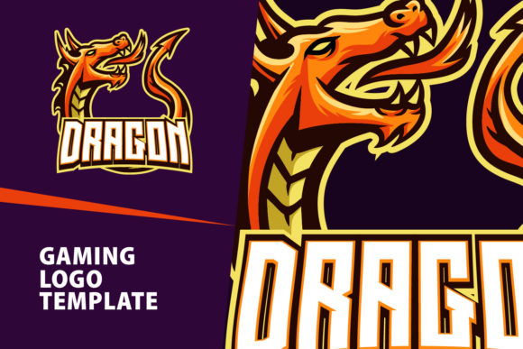 Orange Dragon Mascot Gaming Logo Design