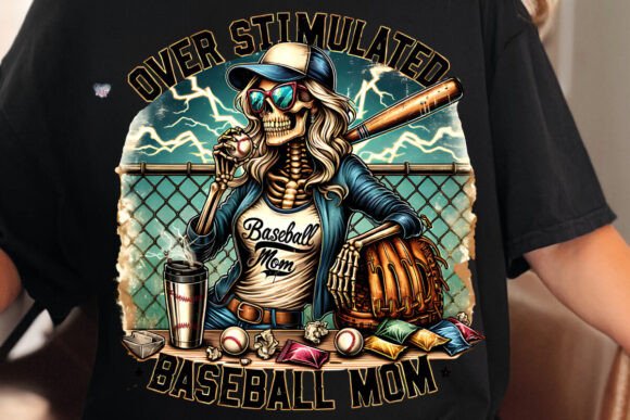 Overstimulated Baseball Mom PNG: Game Day Design