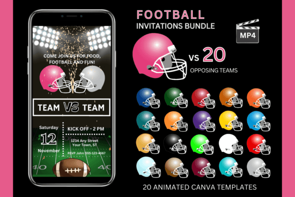 Pink Team Bundle: Game Day Invitations