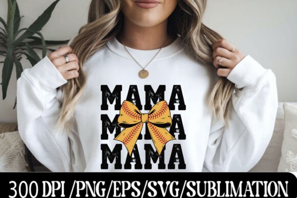 Softball Mama Bow Design: Stylish Baseball Graphics