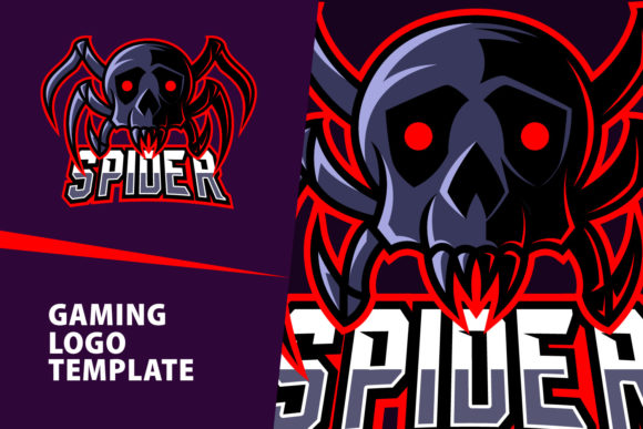 Spider Skull Mascot Gaming Logo Design